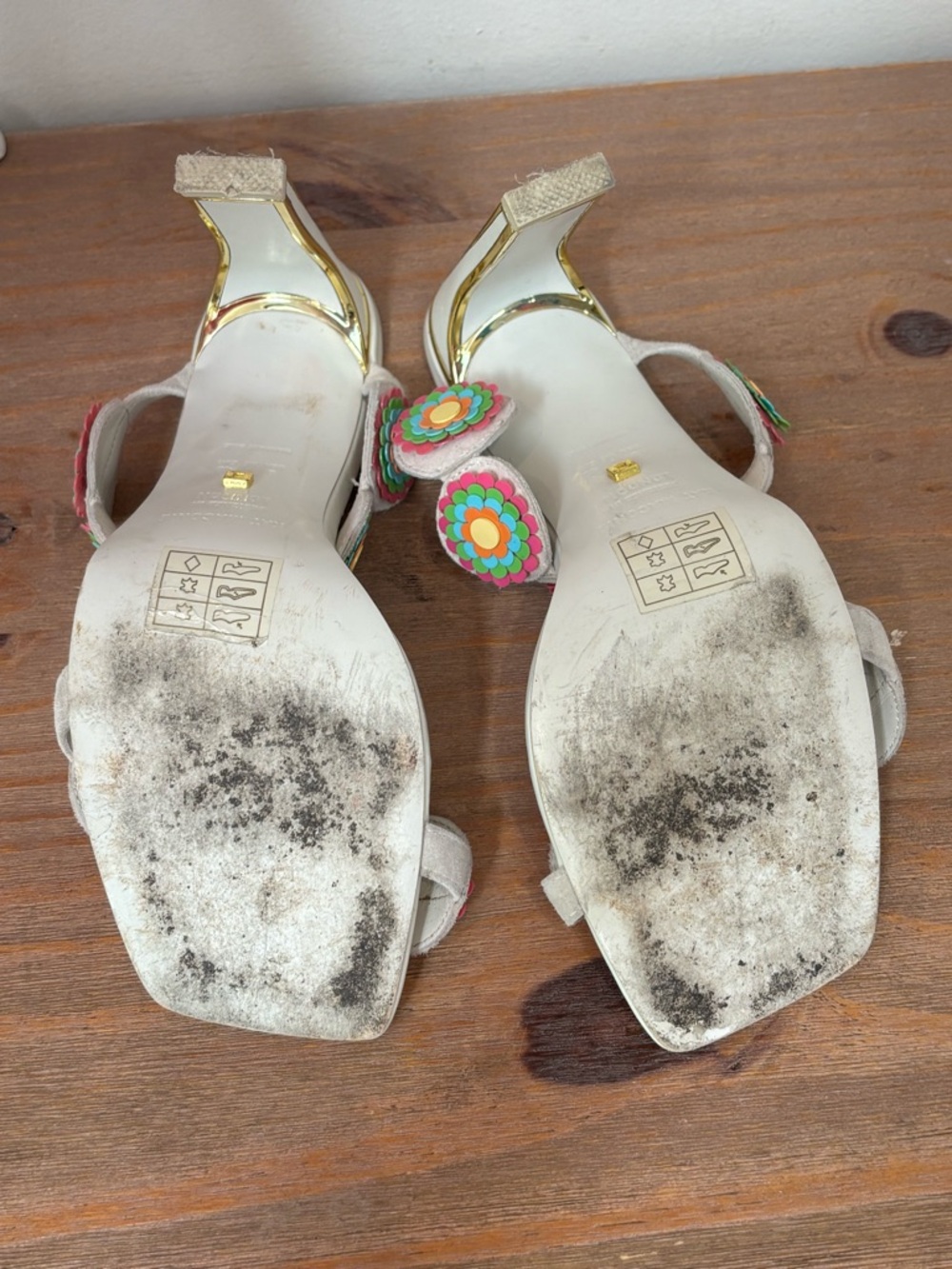 Kat Maconie Iza white with leather flowers sandals 9 $358 - Picture 9 of 9